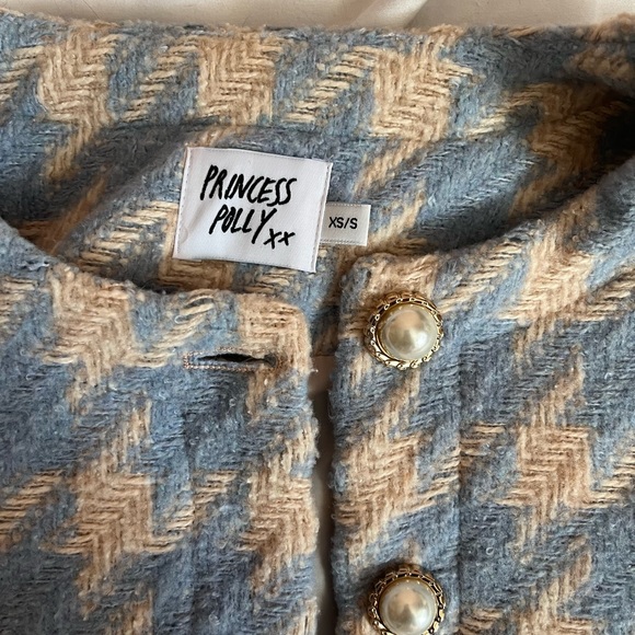 Princess Polly preppy blue and pearl cropped jacket size xs/s - Picture 2 of 3